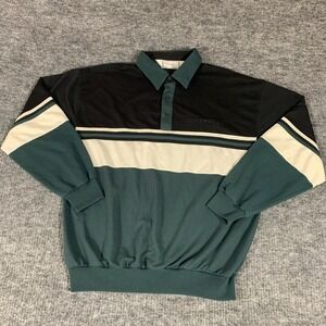 VTG Classics by Palmland Polo Shirt Mens Extra Large Green Striped Heavyweight
